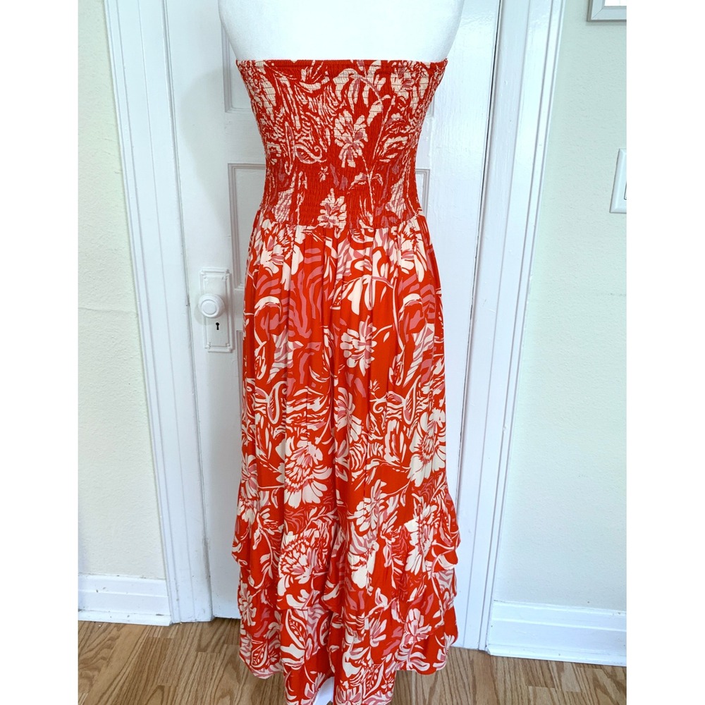 Abel the Label Anthropologie Charlotte Floral Maxi Dress S Strapless Tiered Boho - Picture 6 of 16